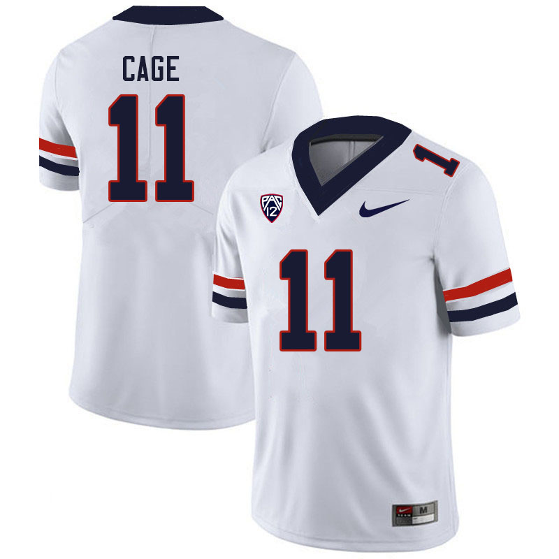 Men #11 Kolbe Cage Arizona Wildcats College Football Jerseys Sale-White - Click Image to Close